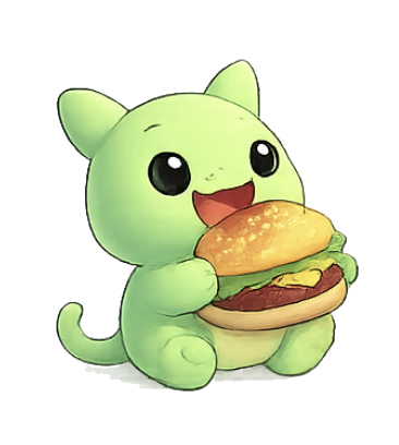 Forki eating a burger