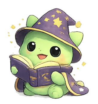 Forki dressed as a wizard reading a spellbook