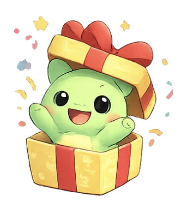 Forki popping out of a gift box